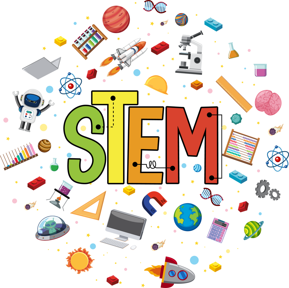 Colourful STEM Education Logo with Learning Elements