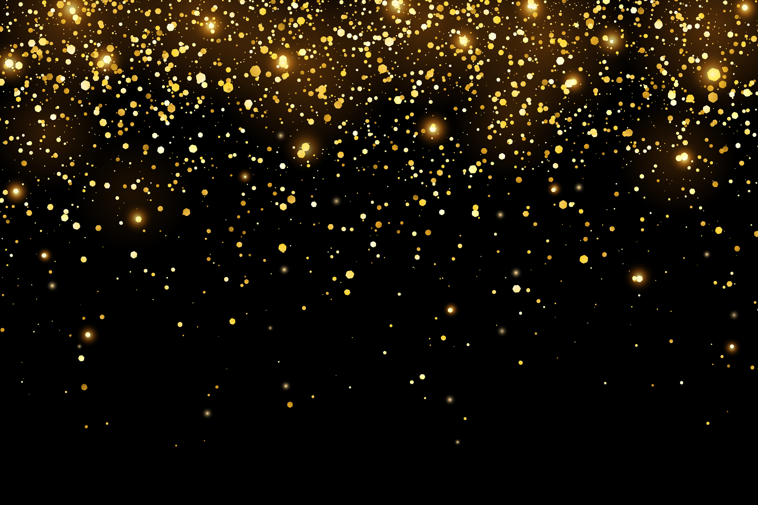 Gold Glitter Particles on Black Background